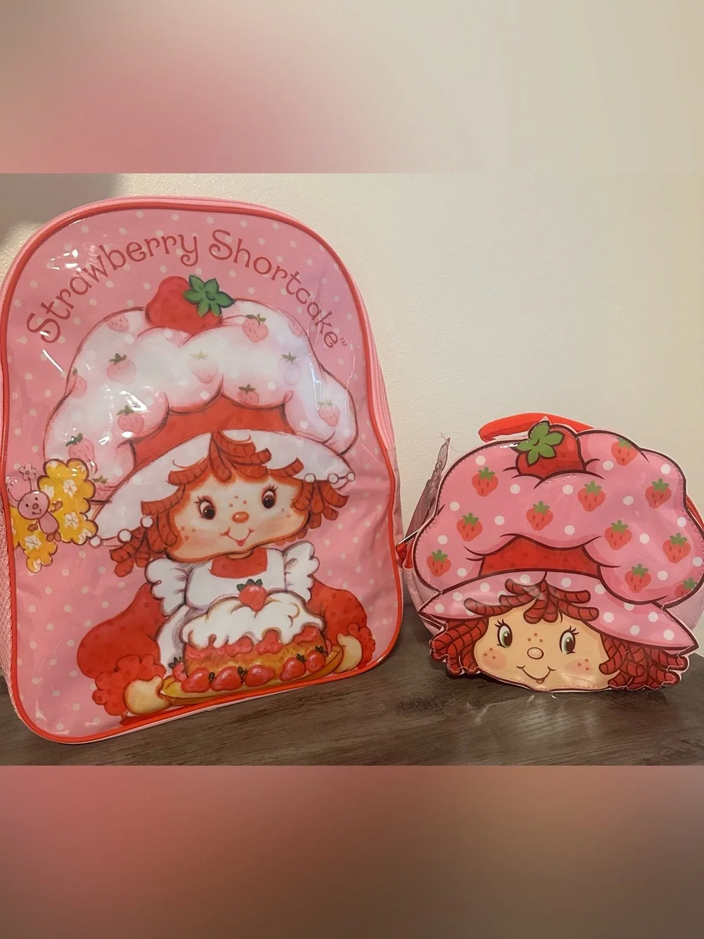 Strawberry Shortcake Kids Backpack & Lunch Bag Set 15”/9” Pink new